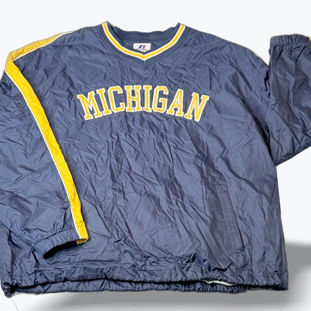 Vintage‎ Russell Athletic Michigan Wolverines Windbreaker Jacket 90s Mens XL